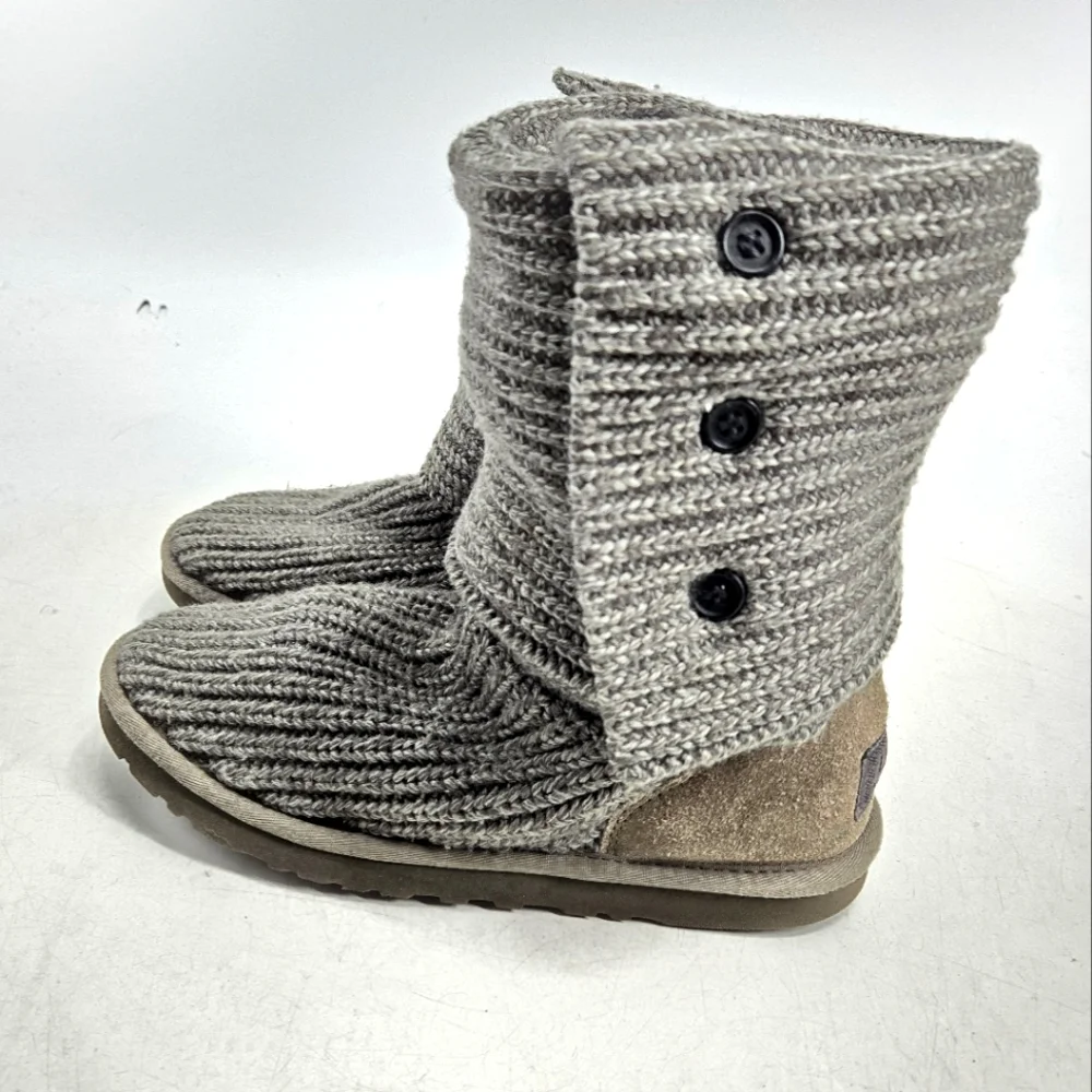 UGG Cardi Gray Knit Button Boots‎